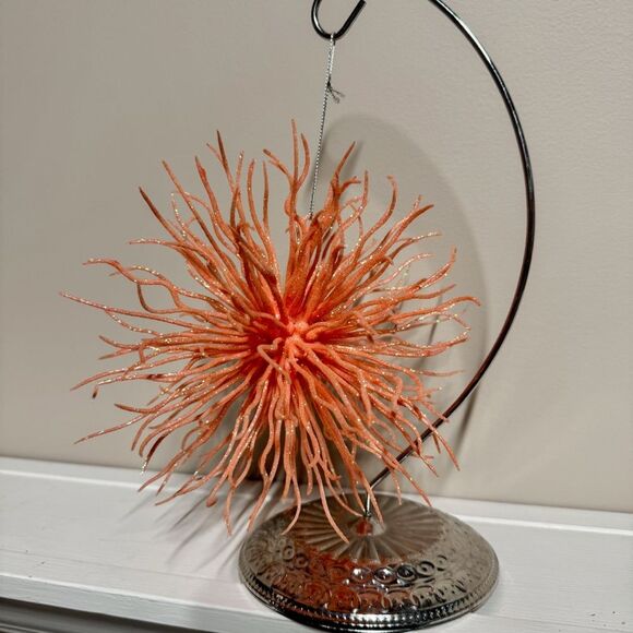 Coral Color Glittery Ocean Themed Ornament | Christmas | Winter - Picture 2 of 2